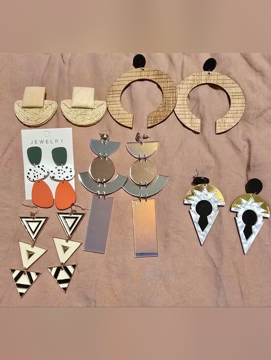 ASOS Jewelry - Mixed Lot Of 6 Pair Of Asos And Express Earrings Raffia, Wood, Resin, Mirror